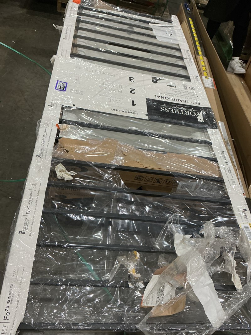 Condition photo showing As Is for fortress fe26 34 in. h x 8 ft. w black steel railing level panel