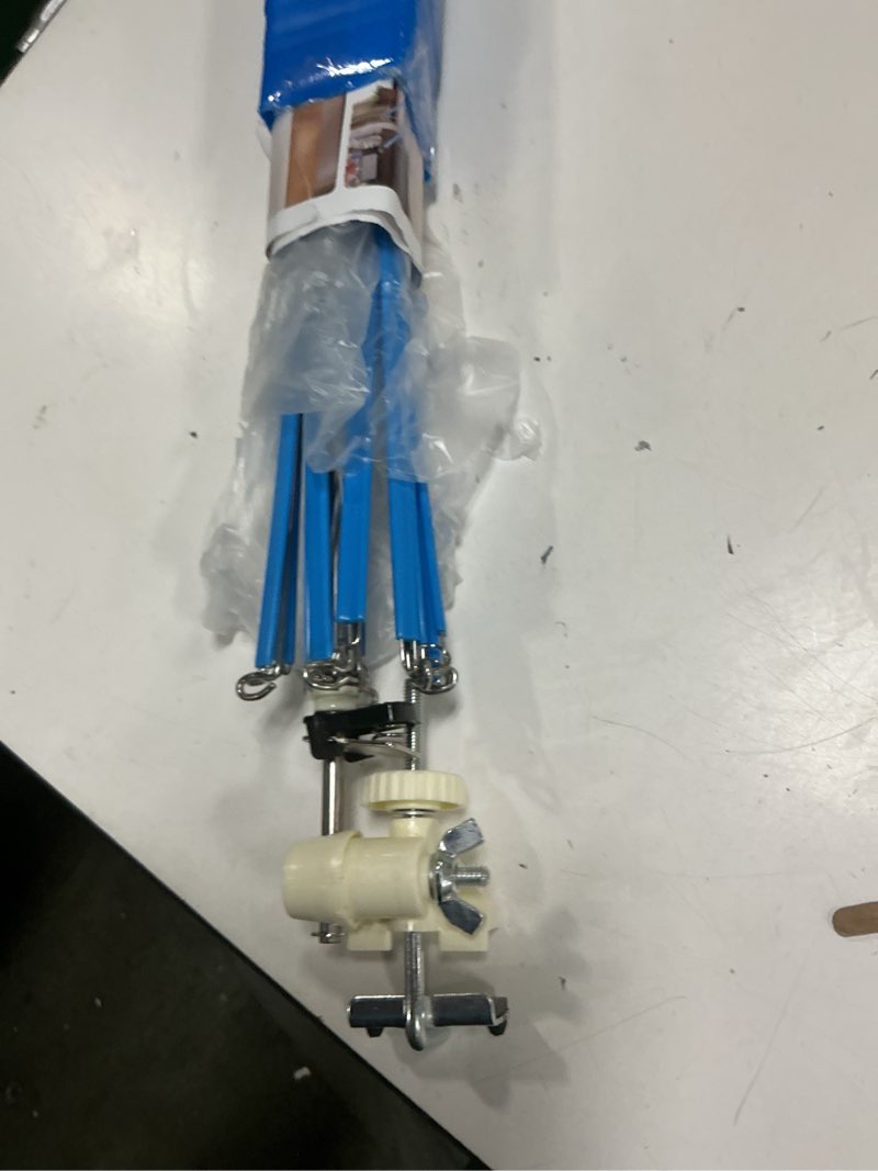 Condition photo showing As Is for yarn swift, yarn umbrella swift for crocheting, holder for skeins flexible lightweight foldable design, height & diameter adjustable to suit space, ideal helper for yarn knitting enthusiasts blue swift
