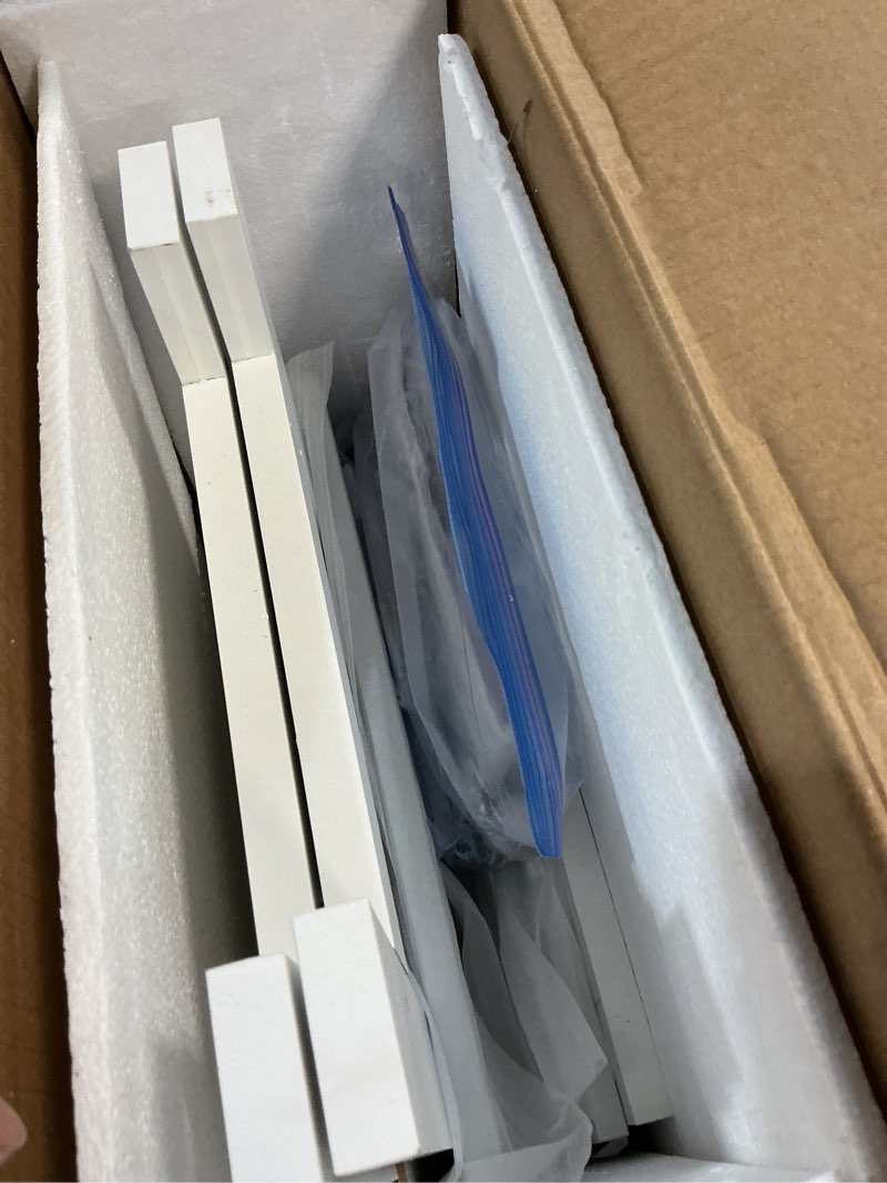 Condition photo showing As Is for Iwell 67" Tall Bathroom Cabinet, Storage Cabinet with 2 Doors & 1 Drawer, Bathroom Storage Cabinets with Adjustable Shelves, for Living Room, Entryway, Home Office, White