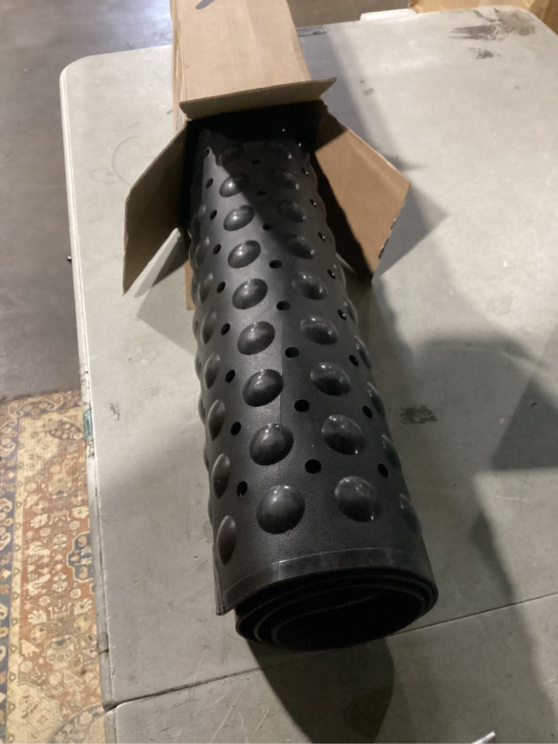 Condition photo showing Good Condition for tolanbbt modular interlocking cushion 12p 11.8" x 11.8" interlocking rubber floor drain holes non-slip splicing drainage mats for deck, shower, kitchen, drain pool, sauna bath, indoor outdoor (black) 12 pcs black