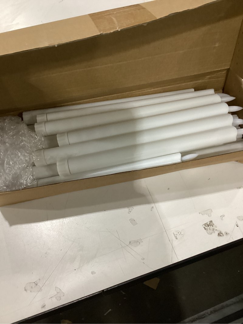 Condition photo showing New/Like New for 20 Pcs Flameless LED Taper Candles Battery Operated Taper Candles 5 Sizes of 6.5'', 7.7'', 8.8'', 10.0'', 11.2'' Flameless Candlesticks Flickering with 3D Flame for Wedding (White) 20 White