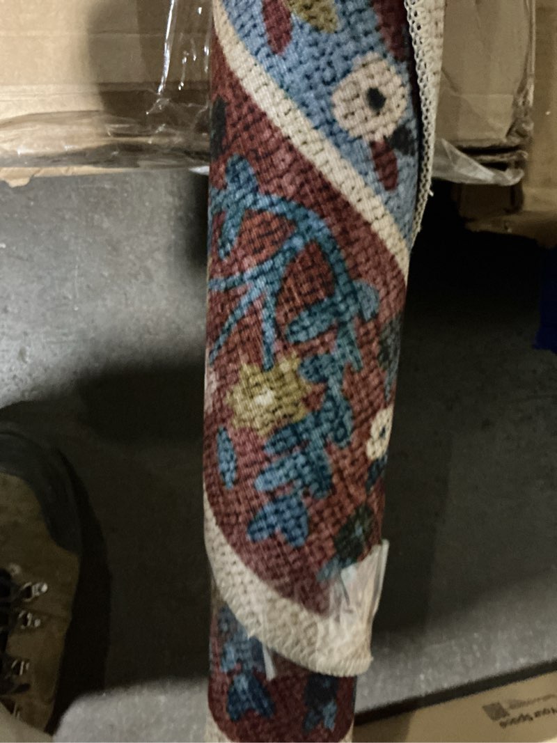 Condition photo showing Good Condition for Loloi Rifle Paper Co. Canopy Collection CNP-03 Red/Blue 5'-0" x 5'-0" Round Accent Rug Red / Blue 5' (Round)
