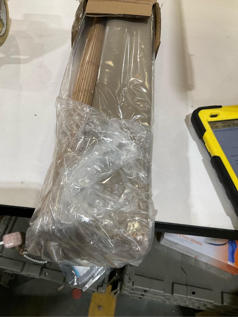 Condition photo showing Good Condition for lazblinds cordless blackout bamboo roman shades, room darkening blinds for interior windows, thermal insulated roll up bamboo blinds for home & patio, 20" w x 64" h, papara carbon blackout - papara carbon 20" w x 64" h