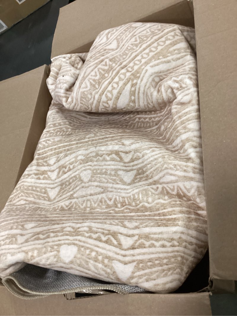 Condition photo showing As Is for Large Living Room Area Rug 5x7: Soft Machine Washable Boho Moroccan Farmhouse Rugs for Bedroom Under Dining Table - Non-Slip Neutral Morden Indoor Floor Carpet for Home Office - Brown/Cream Light Brown/Cream 5' x 7' (Rectangular)