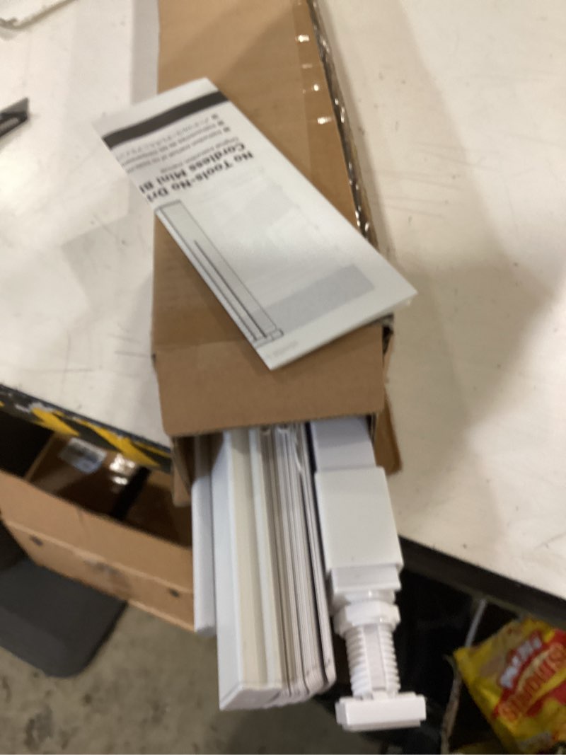 Condition photo showing As Is for lazblinds no tools no drill 1" vinyl mini blinds, cordless blinds for windows, light filtering horizontal window blinds & shades, 35" w x 36" h, white cordless-white 35" w × 36" h