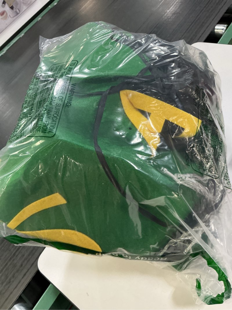 Condition photo showing Good Condition for extra large st patrick’s day hat car roof decor with lights and gold shamrock, 2.6ft festive giant green leprechaun hat car decoration kit for parade, party irish day yard garden lawn decor