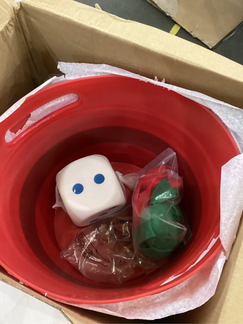 Condition photo showing New/Like New for Vinsot 67 Pcs Christmas Exchange Game Gifts Set for Family Party Supplies Santa Belt Plastic Buckets with Large Dice Red Green Balloons and Tissue Papers Wraps for Xmas Holiday Family Night Favors