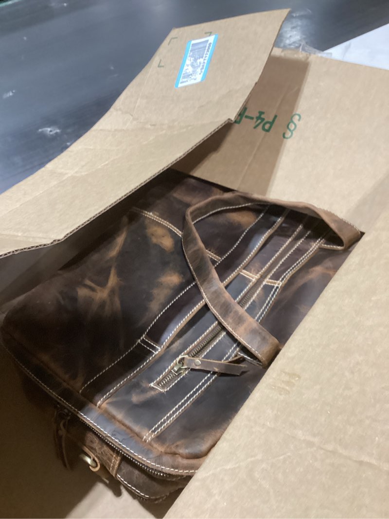 Condition photo showing Good Condition for Full Grain italian Leather Briefcase for Men Top Choice Gifts Handcrafted Laptop Bag with Multiple Compartments Brown 18 inch