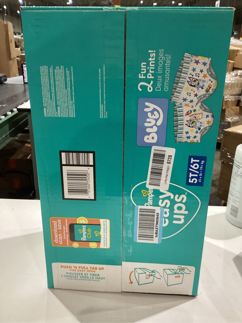 Condition photo showing Good Condition for Pampers Training Pants - Easy Ups Boys & Girls Bluey - Size 5T-6T, 84 Count, Children's Potty Underwear (Packaging May Vary) 5T-6T 84
