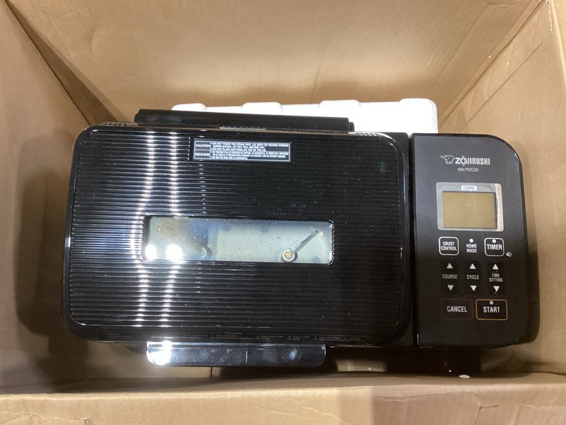 Condition photo showing As Is for zojirushi bb-pdc20ba home bakery virtuoso plus breadmaker, 2 lb. loaf of bread breadmaker virtuoso plus