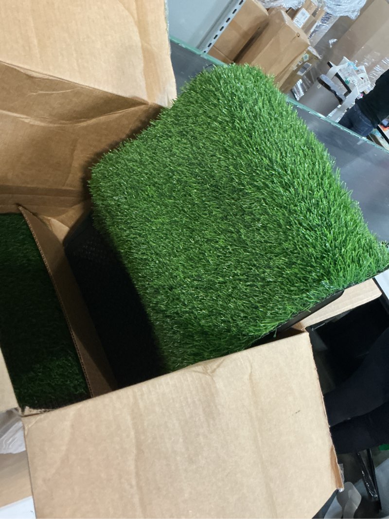Condition photo showing As Is for treetone artificial grass door mat, thick turf grass indoor/outdoor rug, perfect for entryway, patio lawn synthetic doormat, dog realistic grass mats, 20x30 inches
