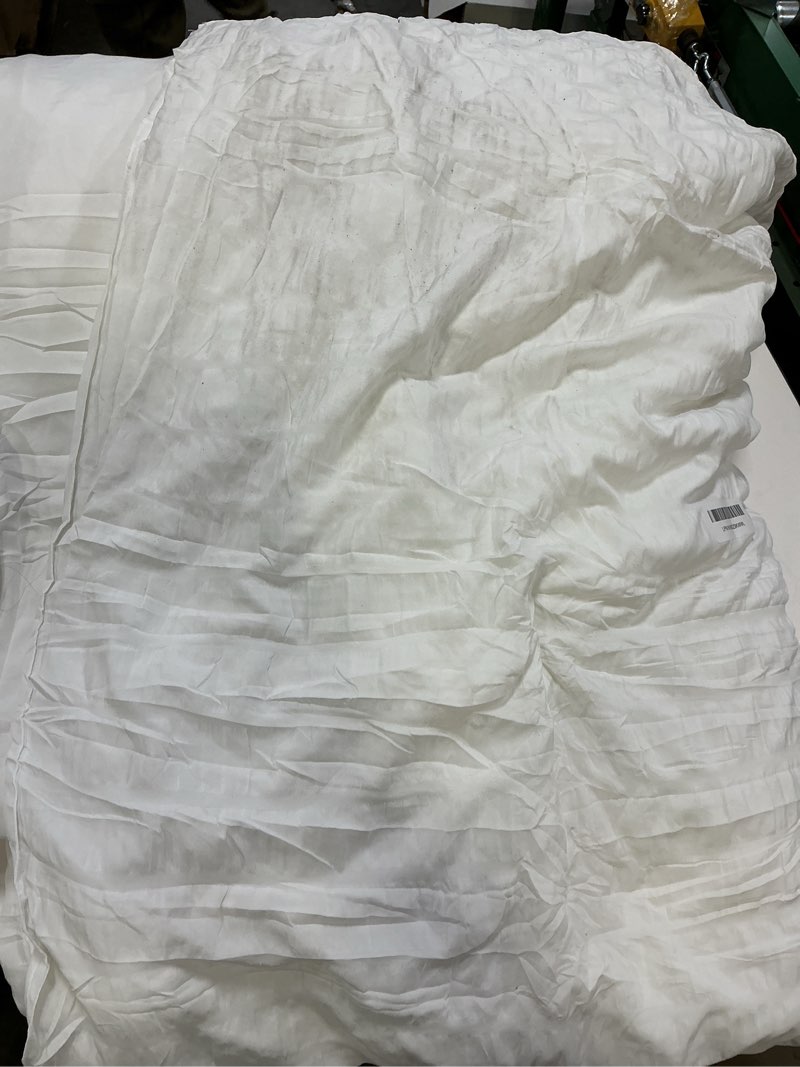 Condition photo showing As Is for CozyLux Full Size Comforter Sets with Sheets 7 Pieces, White Seersucker Bed in a Bag Textured Luxury Soft Bedding Set with Down Alternative Comforter, Sheets, Pillowcases & Shams for All Seasons White Full