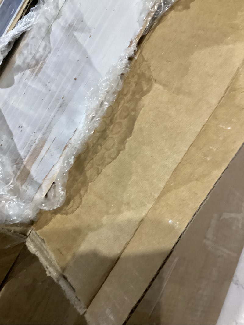 Condition photo showing As Is for Large Wood Rectangular Serving Tray 20 x 14 Inch Rustic Wooden Ottoman Tray with Metal Handle and Wrapped Corners, Wood Coffee Table Tray Solid Pine Decorative Tray Whitewashed