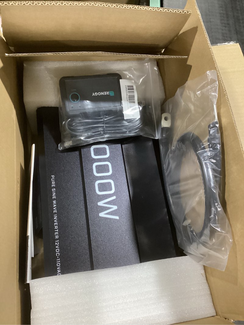 Condition photo showing Good Condition for Renogy Inverter P2 2000W, 12V to 110V Pure Sine Wave Solar Car Power Inverter, DC to AC Converter with 16.4FT Remote Control for RV, Truck, Camping, Home Backup, Outdoor, Emergency, Off-Grid Living