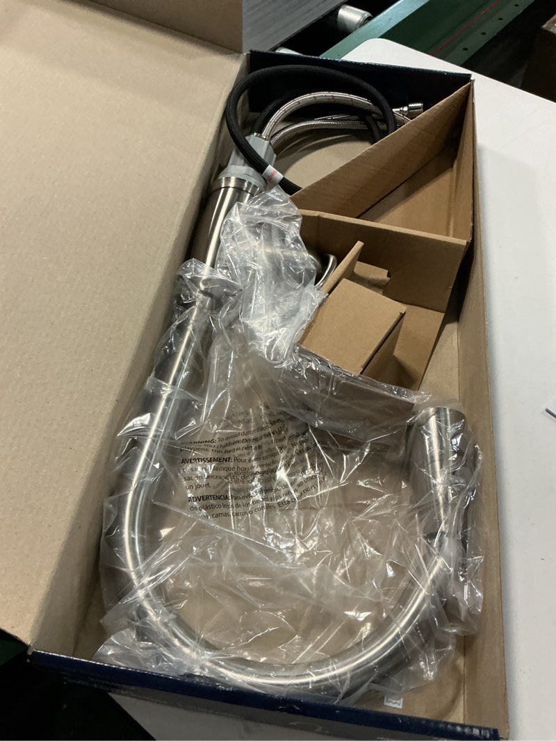 Condition photo showing Good Condition for Project Source Brushed Nickel 2-Handle Deck Mount Pull-Down Kitchen Faucet