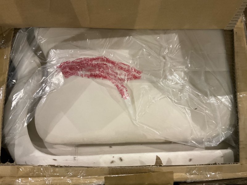 Condition photo showing As Is for Twin Upholstered LED Bed Frame with Storage Drawer and Adjustable Chic Double Wavy Headboard, Velvet Prince Platform Bed for Boys/Kids, Solid Wood Slats Support, No Box Spring Needed, Grey Grey Twin