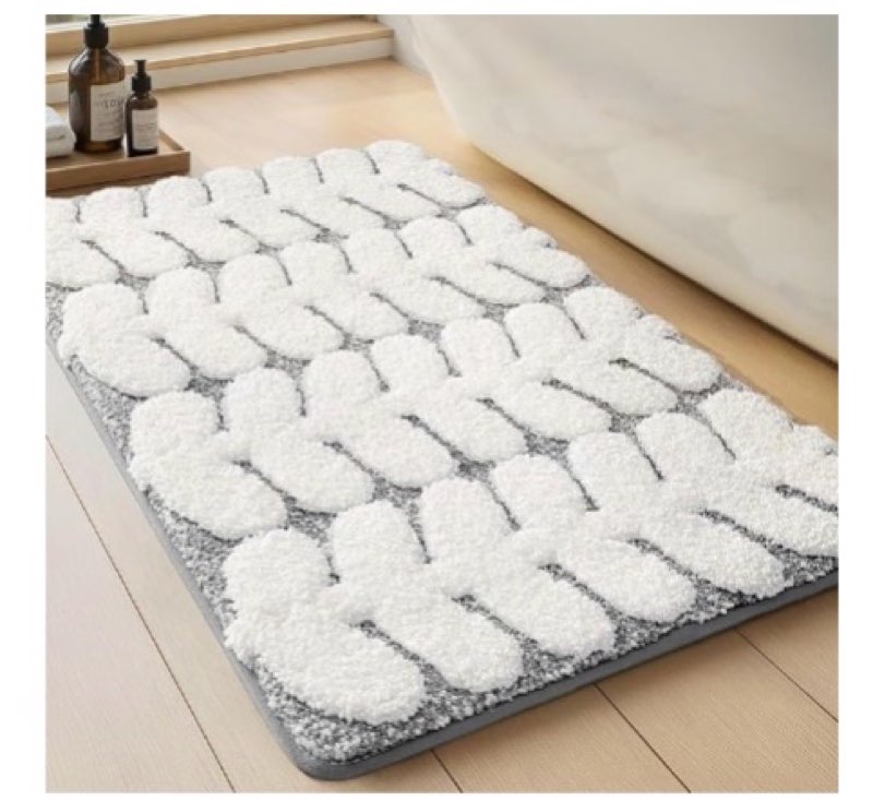 color&geometry bathroom rugs non slip washable, 17"x30" absorbent bath mats soft, light brown shower mat outside shower quick dry bathmat for bathroom sink laundry room beige-pebble 17"x30"