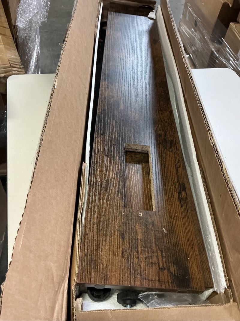 Condition photo showing As Is for superjare 102 inch sofa table with 2 power outlets and usb-c ports, 5.9 inch narrow console table with storage, extra-long, for entryway hallway couch behind sofa, small spaces, rustic brown rustic brown 5.9"d x 102.3"w x 29.7"h