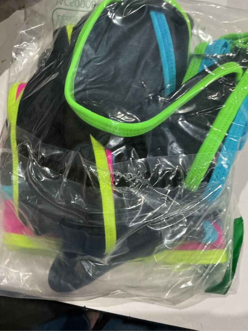 Condition photo showing Good Condition for bmjl women's high waisted bikini sets sporty two piece swimsuits color block tummy control modest bathing suit medium rainbow black pink011