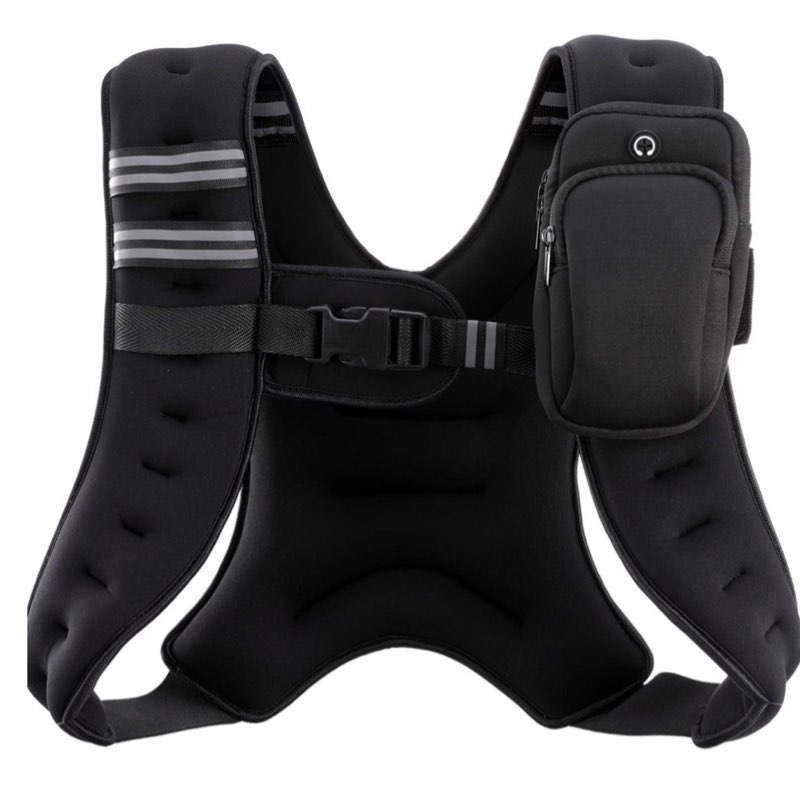 ZELUS Weighted Vest, 6lb/8lb/12lb/16lb/20lb/25lb/30lb Weight Vest with Reflective Stripe for Workout, Strength Training, Running, Fitness, Muscle Building, Weight Loss, Weightlifting 20 lb Black