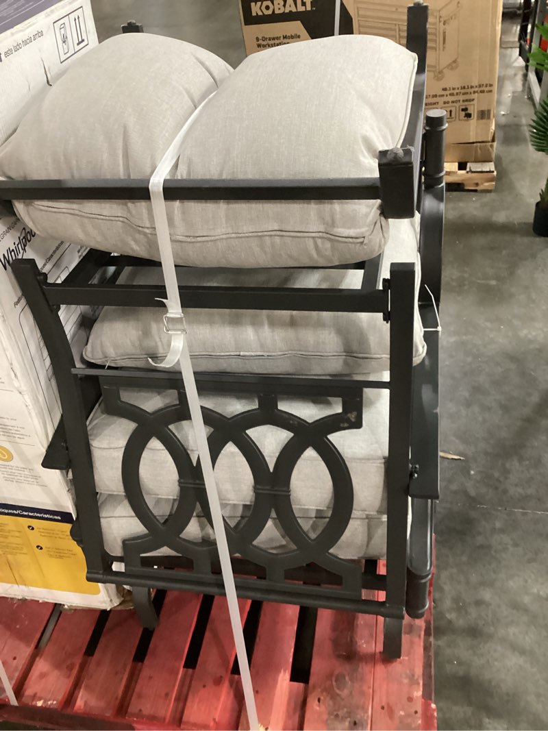 Condition photo showing As Is for in 100+ carts last week allen + roth thomas lake set of 2 gray steel frame conversation chair with light gray