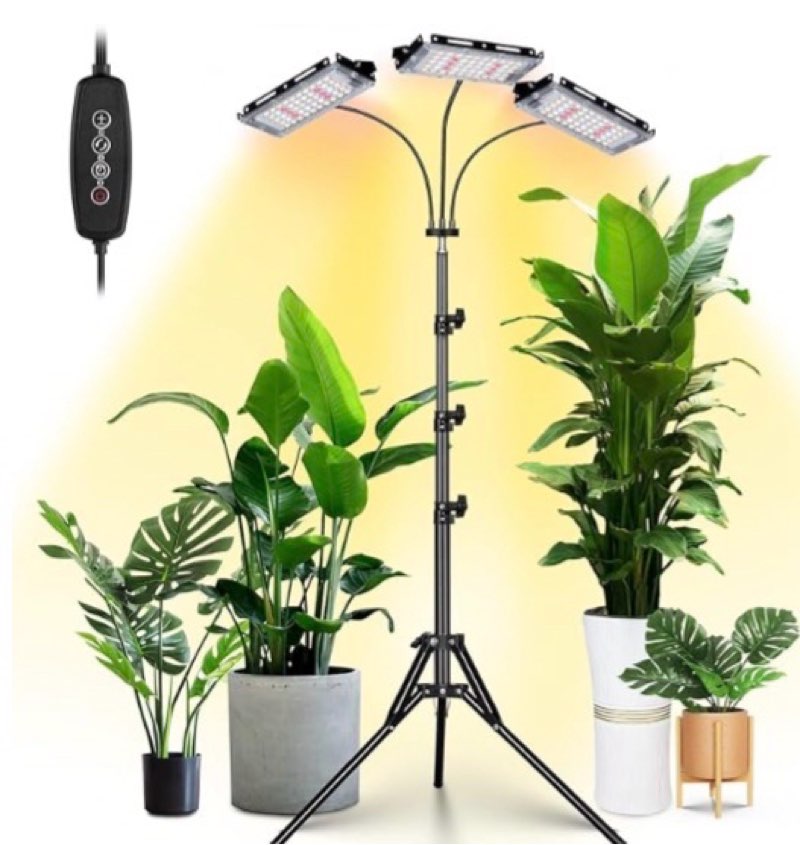 lordem plant grow light with stand, full spectrum led growing lamp, tri-head