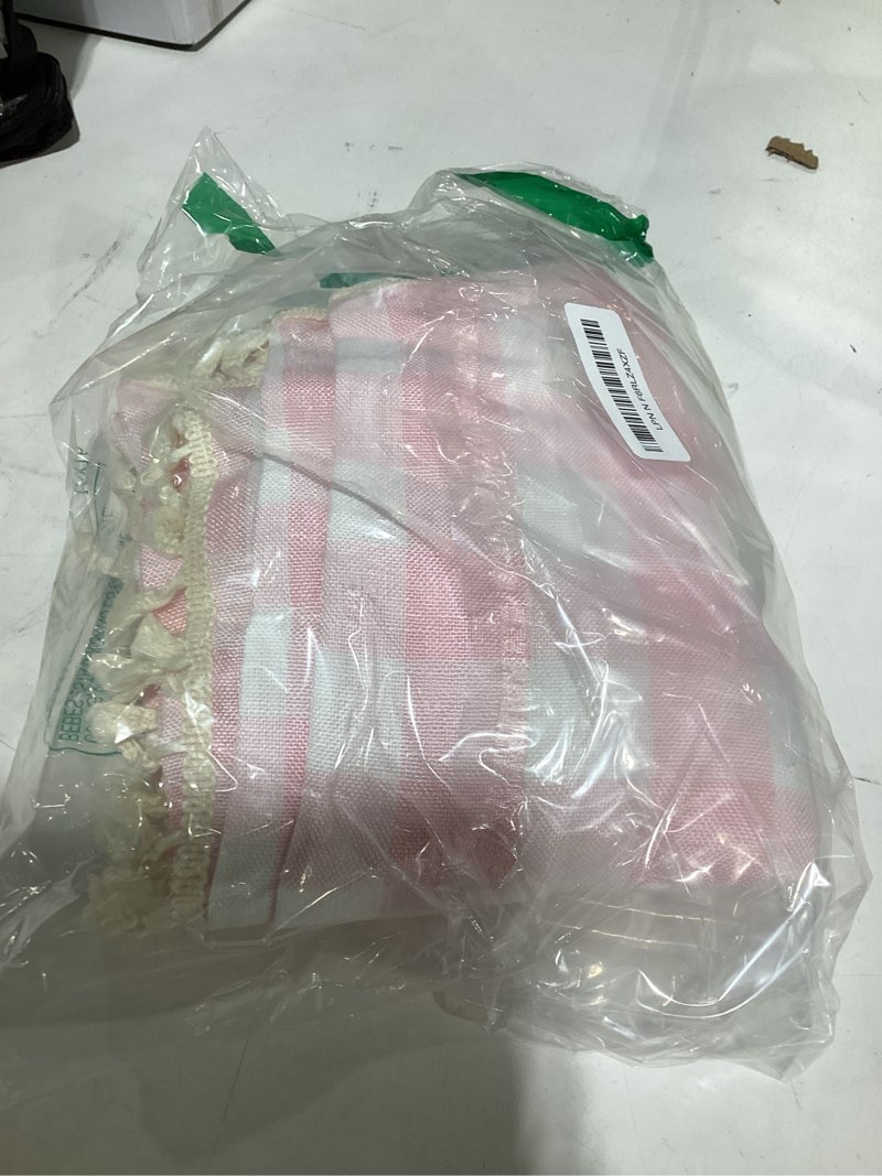 Condition photo showing Good Condition for checkered tablecloth rectangle cotton linen gingham table cloth with tassel washable wrinkle free heavy duty buffalo plaid table cover for dining/party/picnic (pink, 55" x 55" (square)) pink 55" x 55" (rectangular)