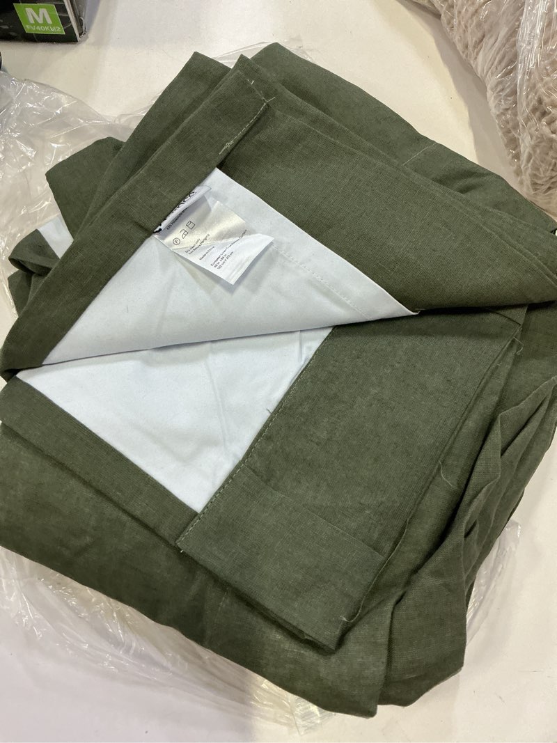 Condition photo showing Good Condition for european linen true blackout curtain, 48x84, hunter green