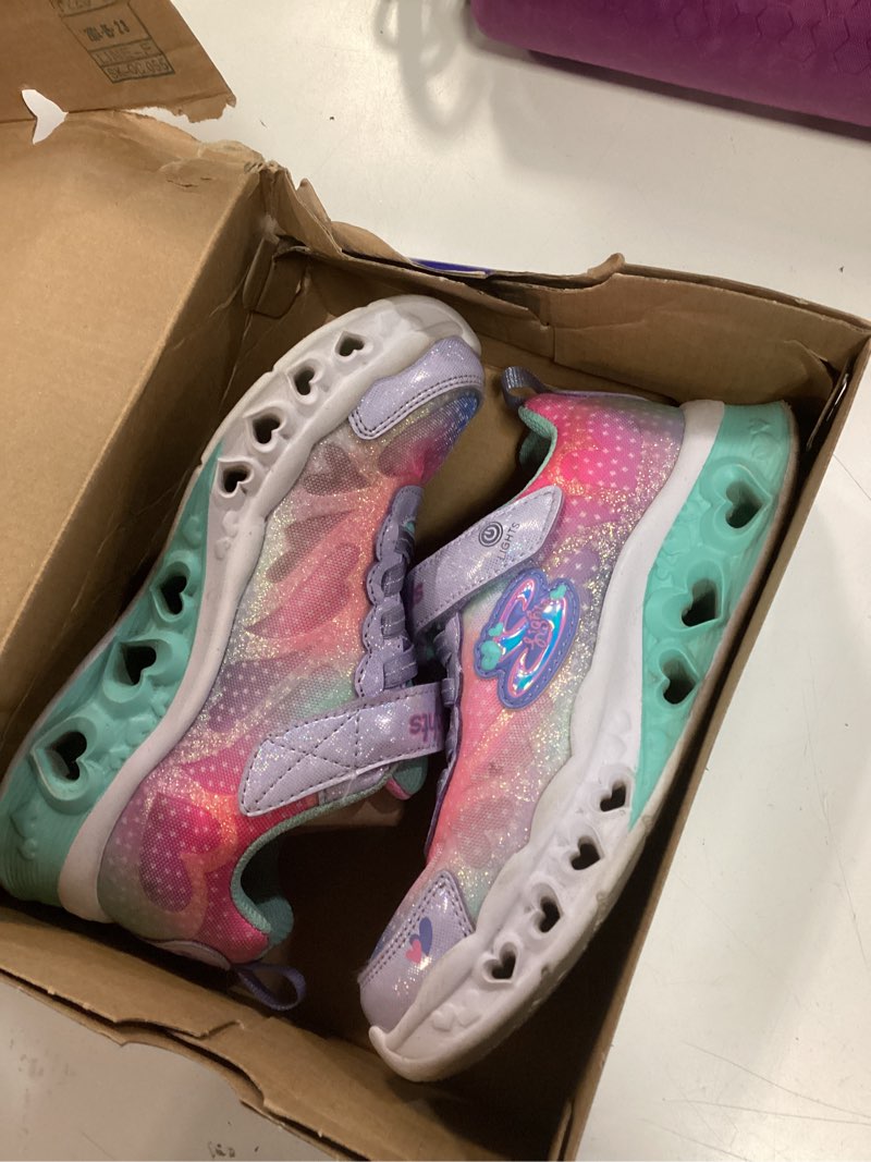 Condition photo showing As Is for skechers unisex-child flutter heart lights-simply sneaker 13 little kid lavender/multi