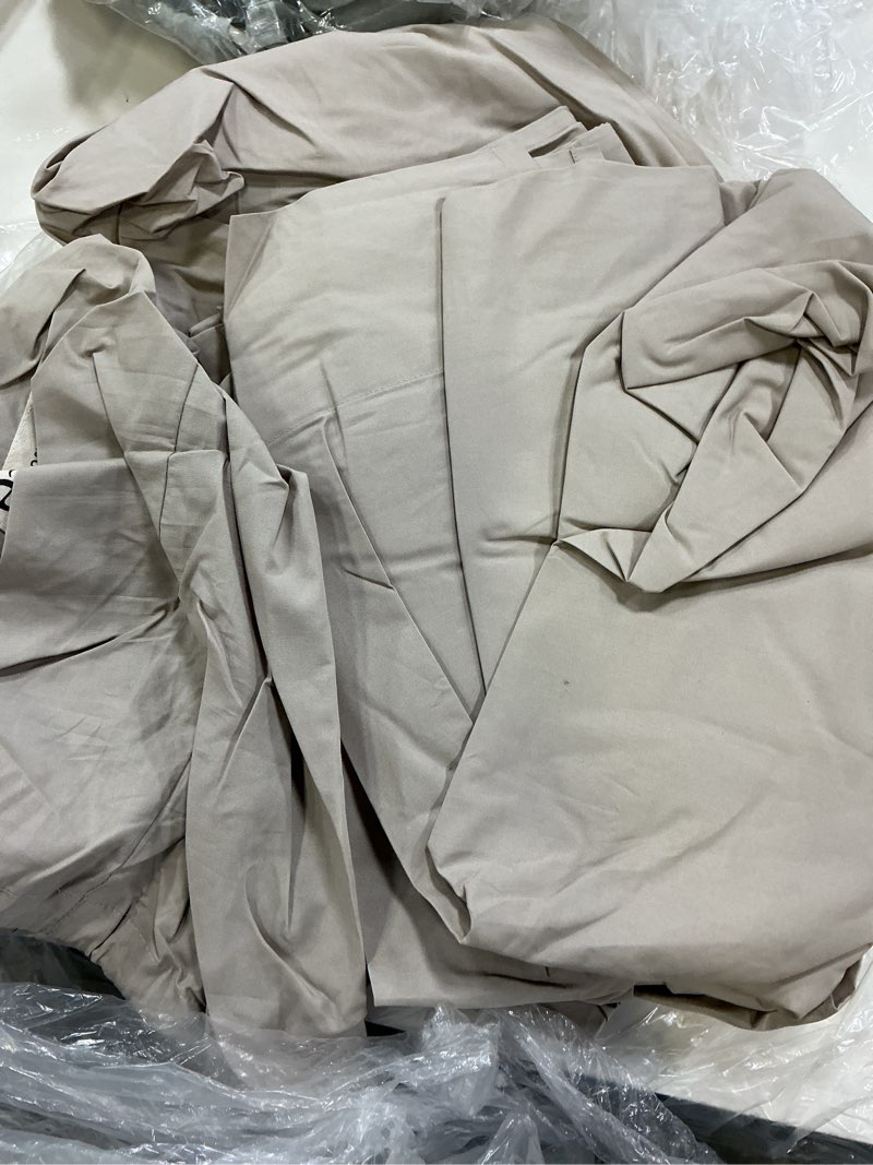 Condition photo showing As Is for quince organic crisp percale deluxe bedding bundle, king, dove