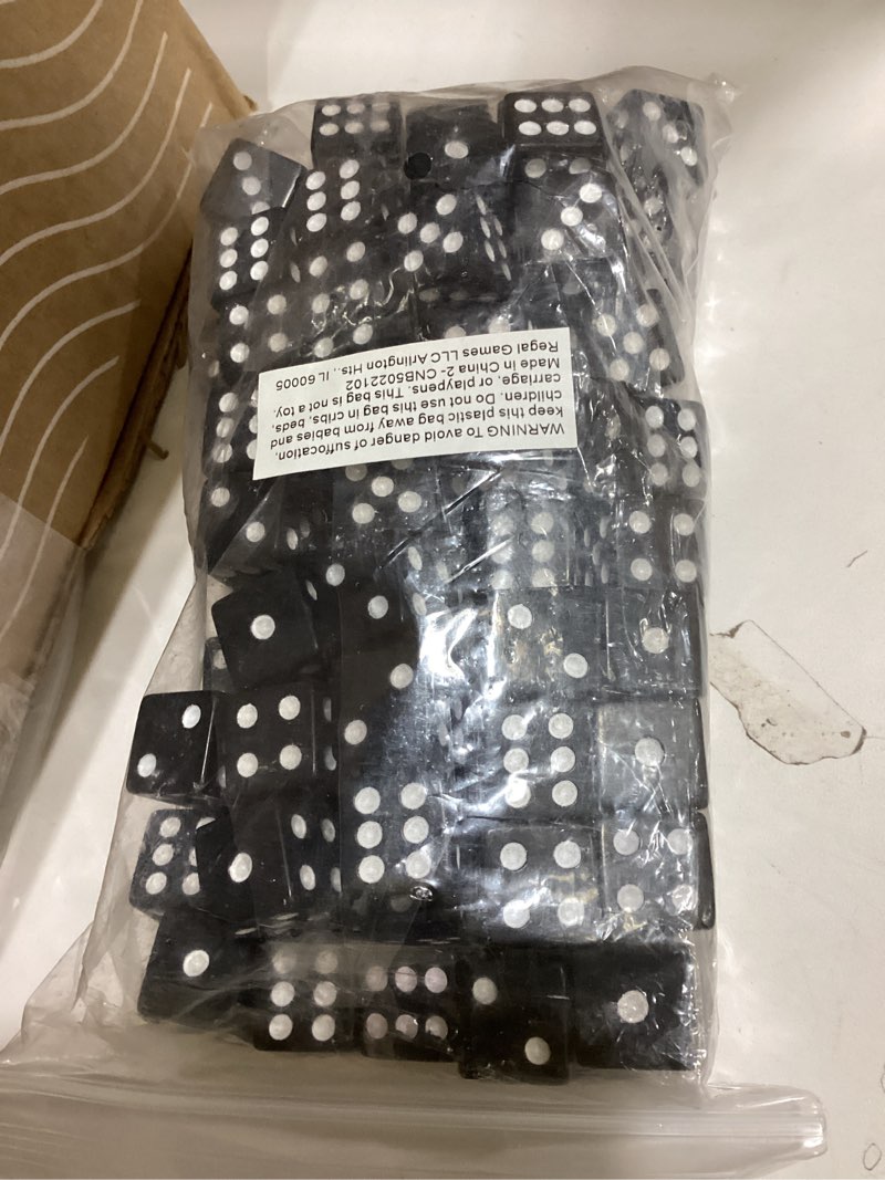 Condition photo showing New/Like New for Regal Games Dice Set 6 Sided - Playing Black 16mm Set of Dice - Square Dice for Classroom or Family Game Night - 50 Dice Black 50 Dice