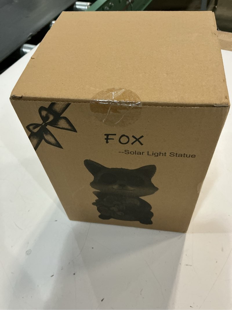 Condition photo showing New/Like New for garden statues fox with solar moving led eyes outdoor animal figurines decorations for patio yard lawn ornaments gifts for birthday easter housewarming (fox) c-fox