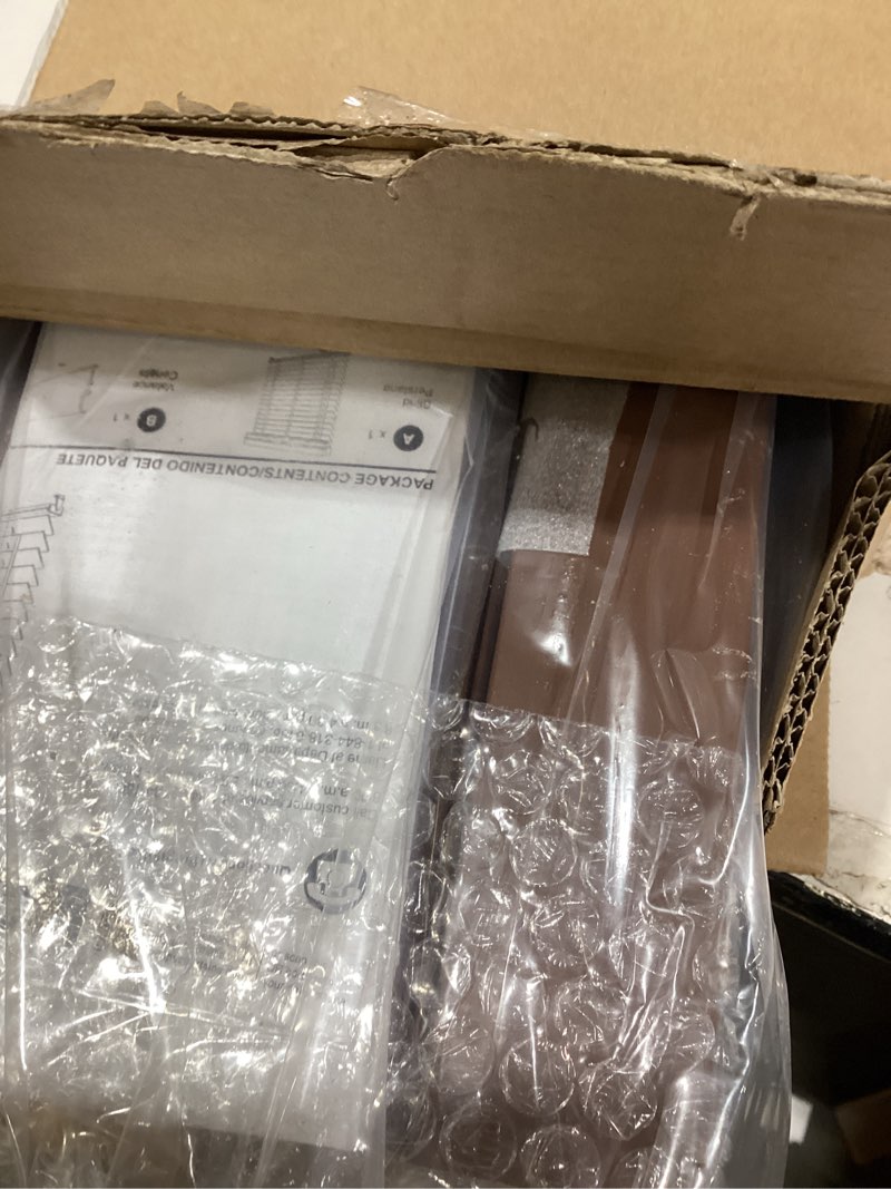 Condition photo showing New/Like New for Eclipse 2in. Faux Wood Blinds, 32"W x 64"L in Dark Oak - Cordless Window Blinds, Certified Safe for Children & Pets, Light Filtering, Wand Tilt and Smooth Easy Operation, Window Shades for Home 32"W x 64"H Dark Oak