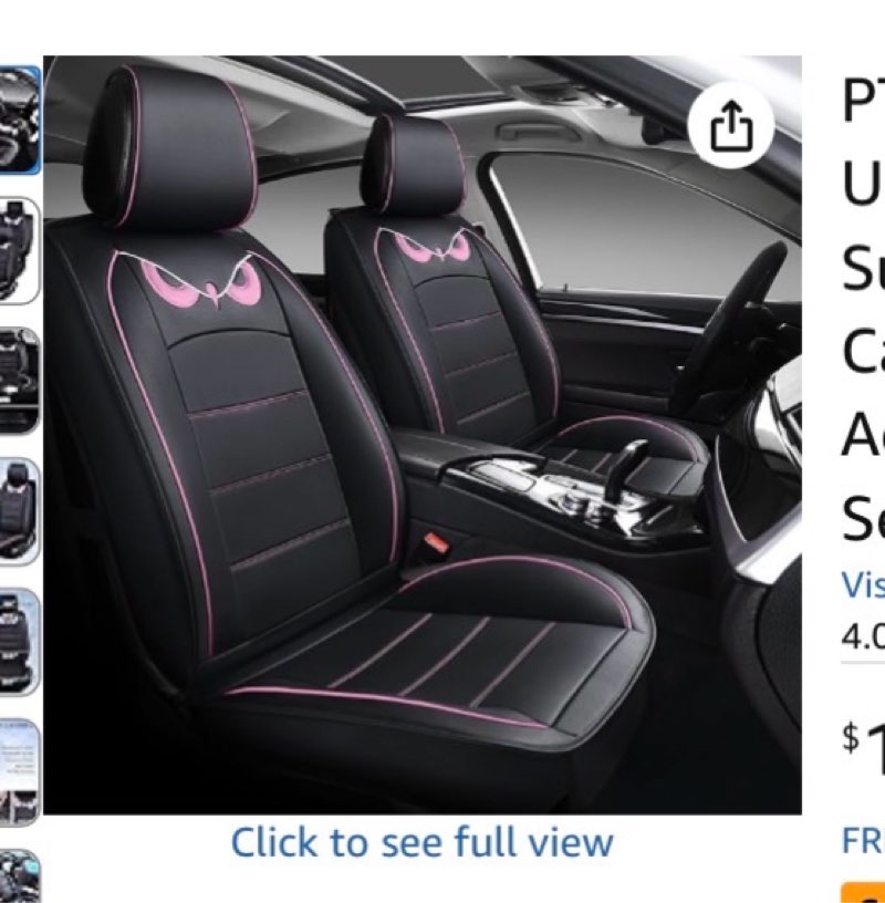 ptowl cartoon full set universal fit 5 seats car surrounded waterproof leather car seat covers protector adjustable removable auto seat cushions (red)