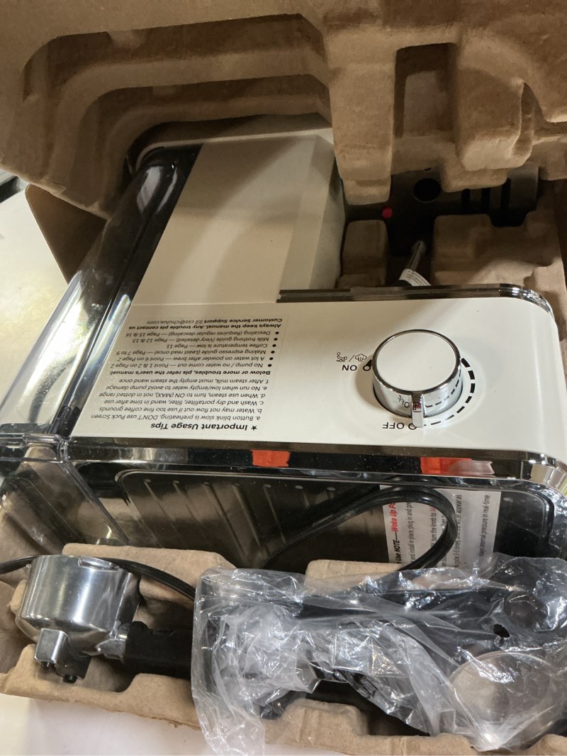 Condition photo showing Good Condition for chulux slim espresso machine with milk frother, 20 bar professional italian pump espresso coffee machine for home cappuccino & latte maker, stainless steel, creamy