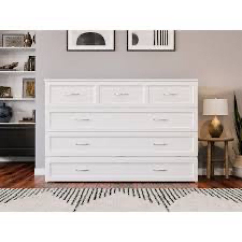 andriena murphy bed chest with 6" mattress, storage & built-in charger
