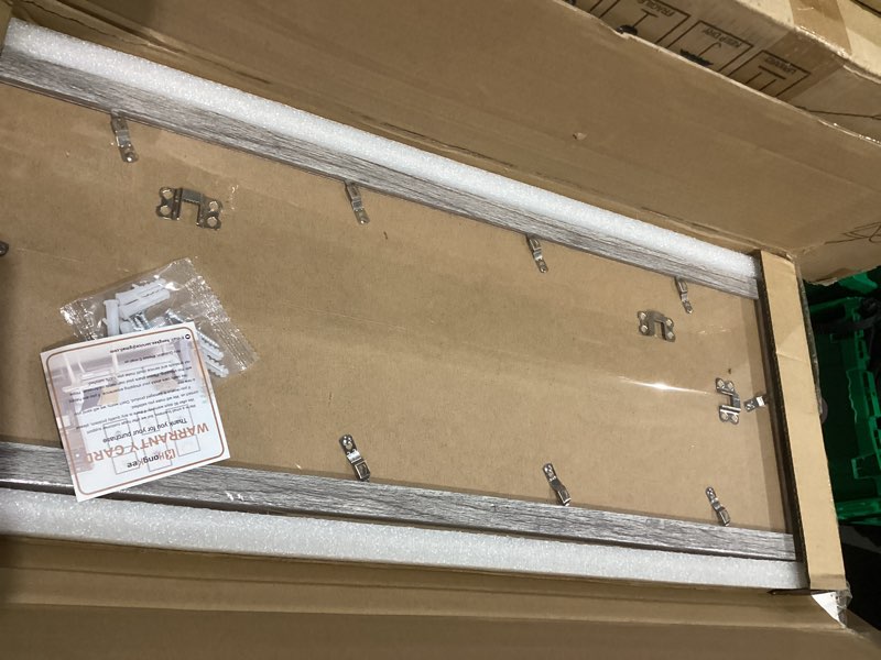 Condition photo showing Good Condition for 8x24 picture frame 2 pack, rustic grey wood frame with tempered glass, display pictures multiple five 4x6 with mat or 8 x 24 without mat - horizontal or vertical wall mounting 8x24 in matted to 5-4x6 grey
