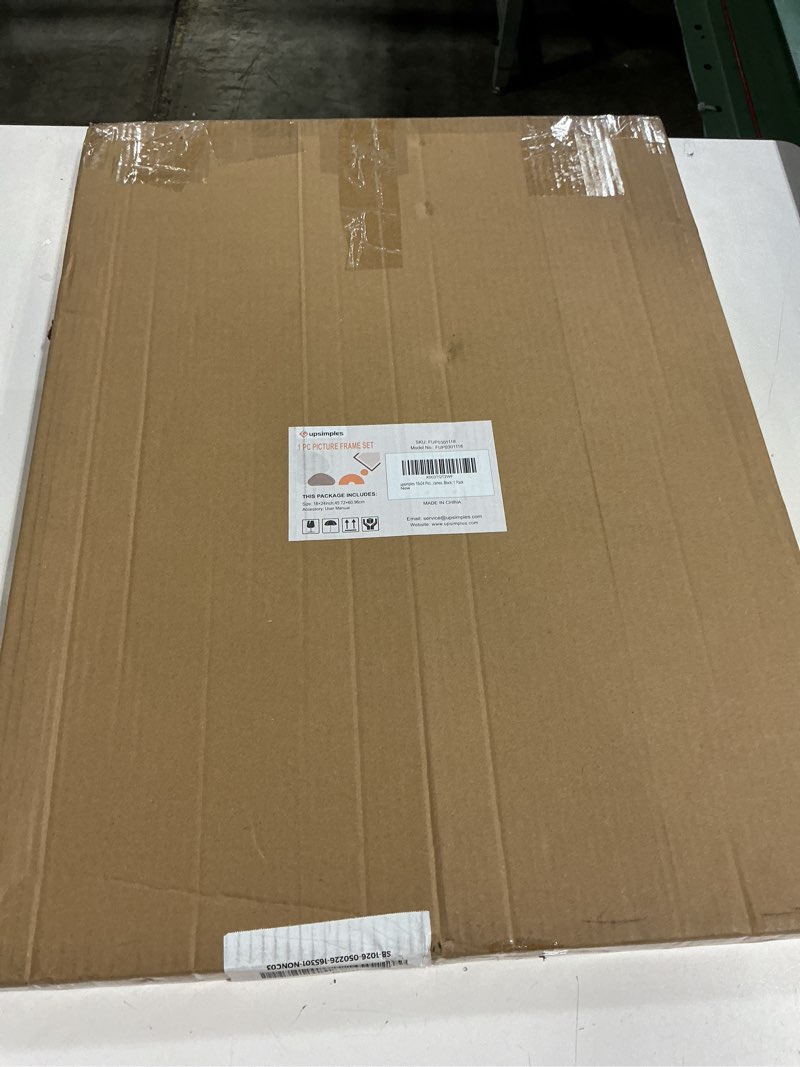 Condition photo showing New/Like New for upsimples 18x24 picture frame, display pictures 16x20 with mat or 18 x 24 without, wall hanging poster frames, black, 1 pack black 18x24