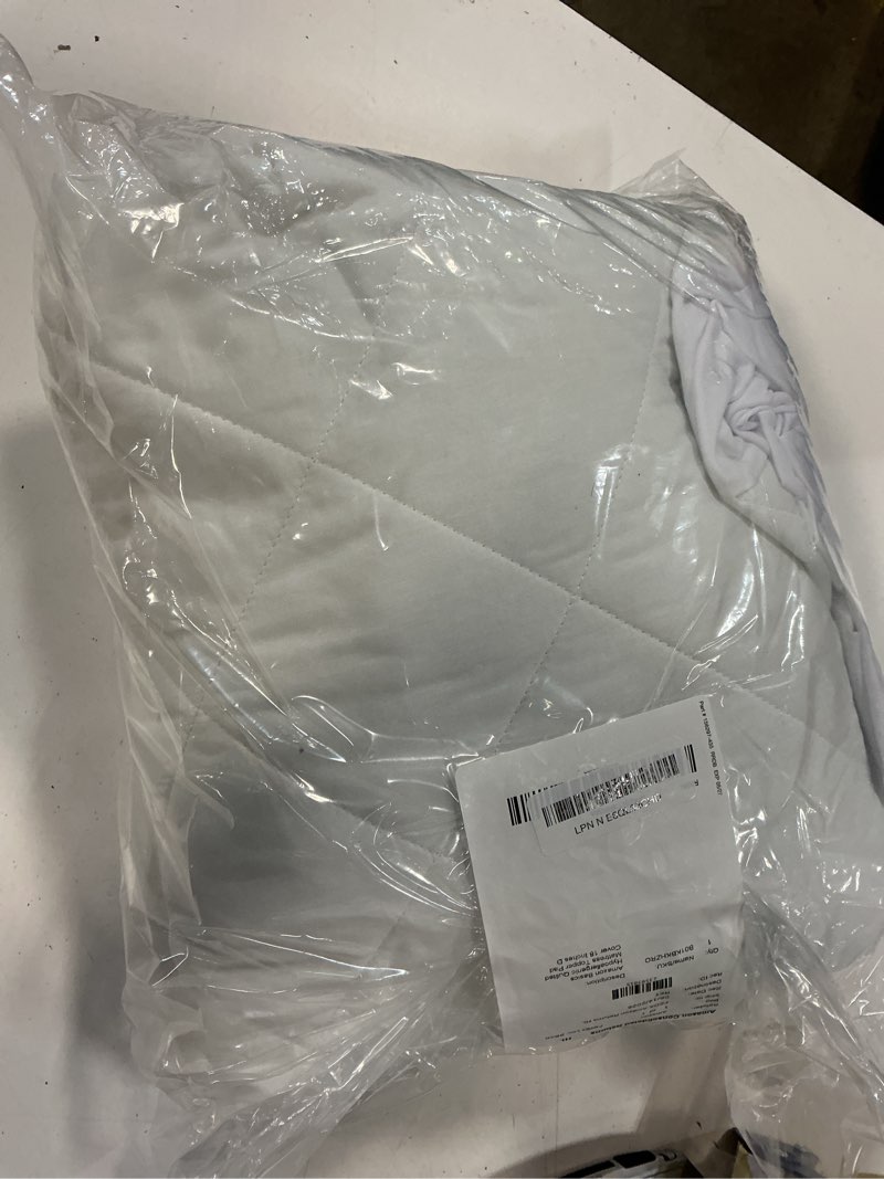 Condition photo showing Good Condition for amazon basics hypoallergenic breathable quilted mattress topper pad, 18 inches deep, fitted, machine washable, full size, white