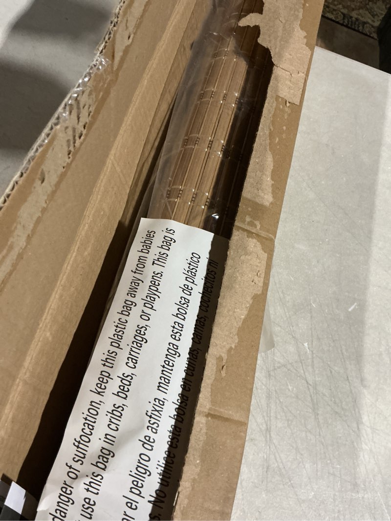 Condition photo showing Good Condition for LazBlinds No Tools No Drill Cordless Bamboo Roman Shades, Light Filtering Window Treatment, Roll Up Bamboo Blinds for Windows 34'' W x 64'' H, Brown Light Filtering-brown206 34" W x 64" H