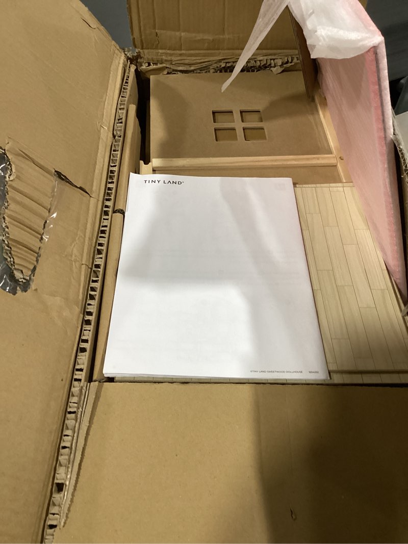 Condition photo showing Good Condition for Tiny Land Doll House, Modern Family Dollhouse with Realistic Design, Wooden Dollhouse with 53Pcs Furniture - Ideal Gift for Kids Ages 3+