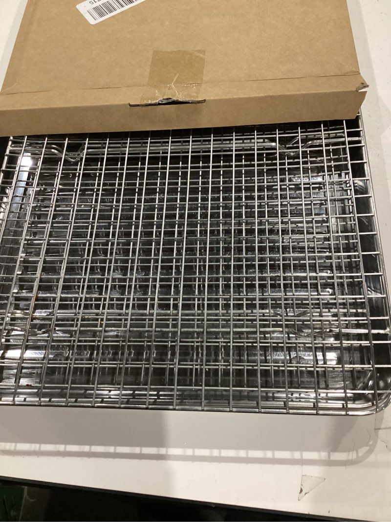 rottay baking sheet, half sheet pan with cooling rack set [2 pans + 2 racks], stainless steel baking pan for oven, warp resistant & heavy duty & rust free, size 18 x 12 x 1 inches 18" x 12" x 1"