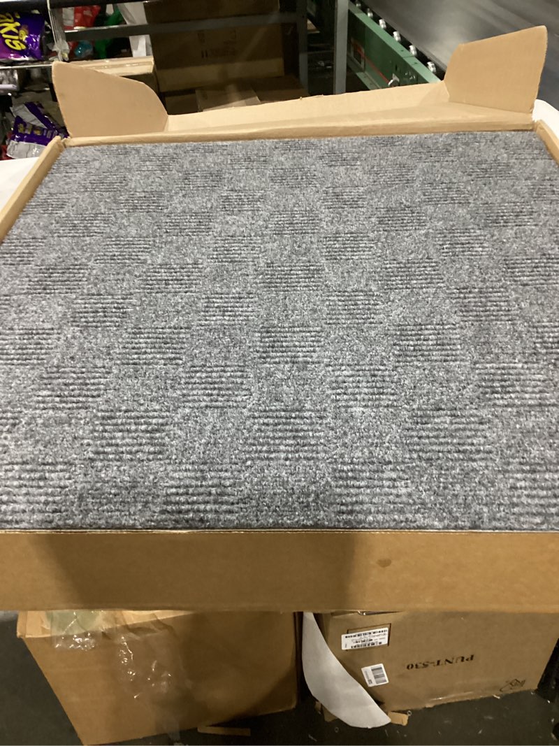 Condition photo showing As Is for foss 7cdmn6615pk crochet,peelnstick tilsn66 sky grey,pk15, 24"l x 24"w