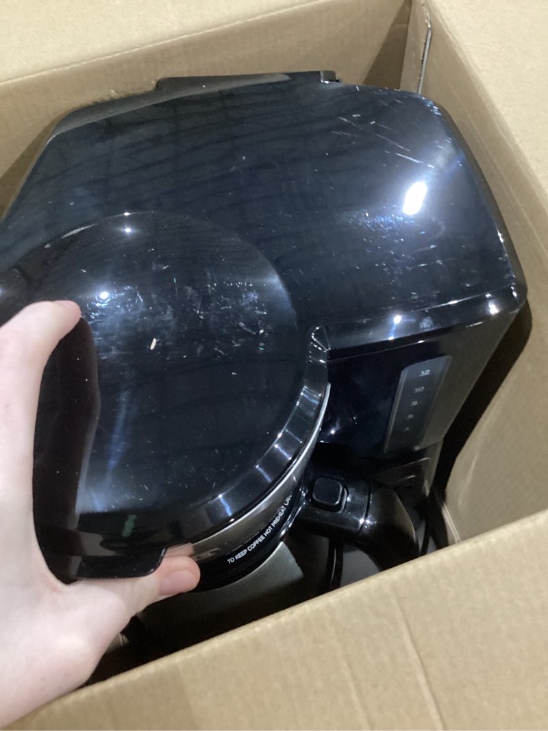 Condition photo showing As Is for black+decker 12 cup thermal programmable coffee maker with brew strength and vortex technology  black/steel