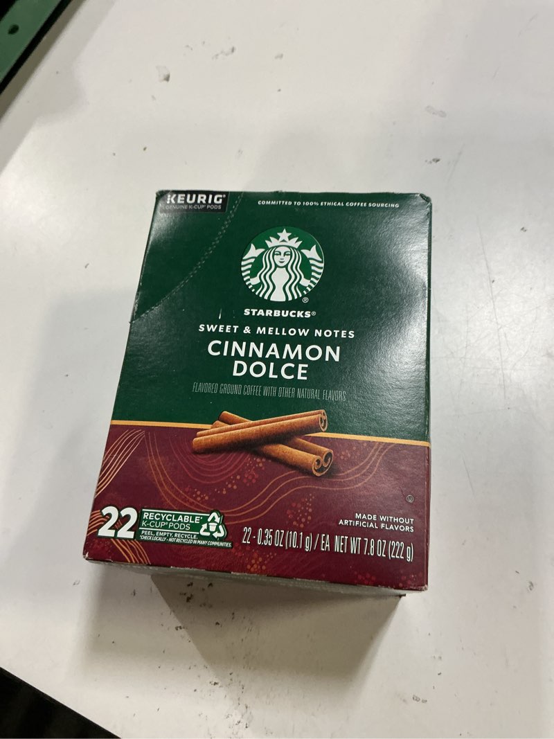 Condition photo showing Good Condition for (BB :08/08/2025)Starbucks Cinnamon Dolce Naturally Flavored Coffee  Keurig K-Cup Single Serve Coffee Pods  22 Count