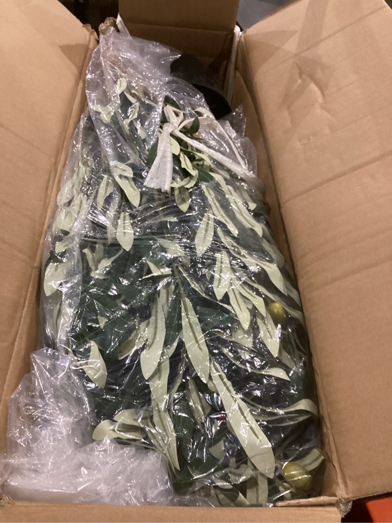 Condition photo showing Good Condition for majestic faux olive tree 6ft – artificial olive tree indoor & outdoor with lifelike leaves & textured branches for living room, office, entryway,patio