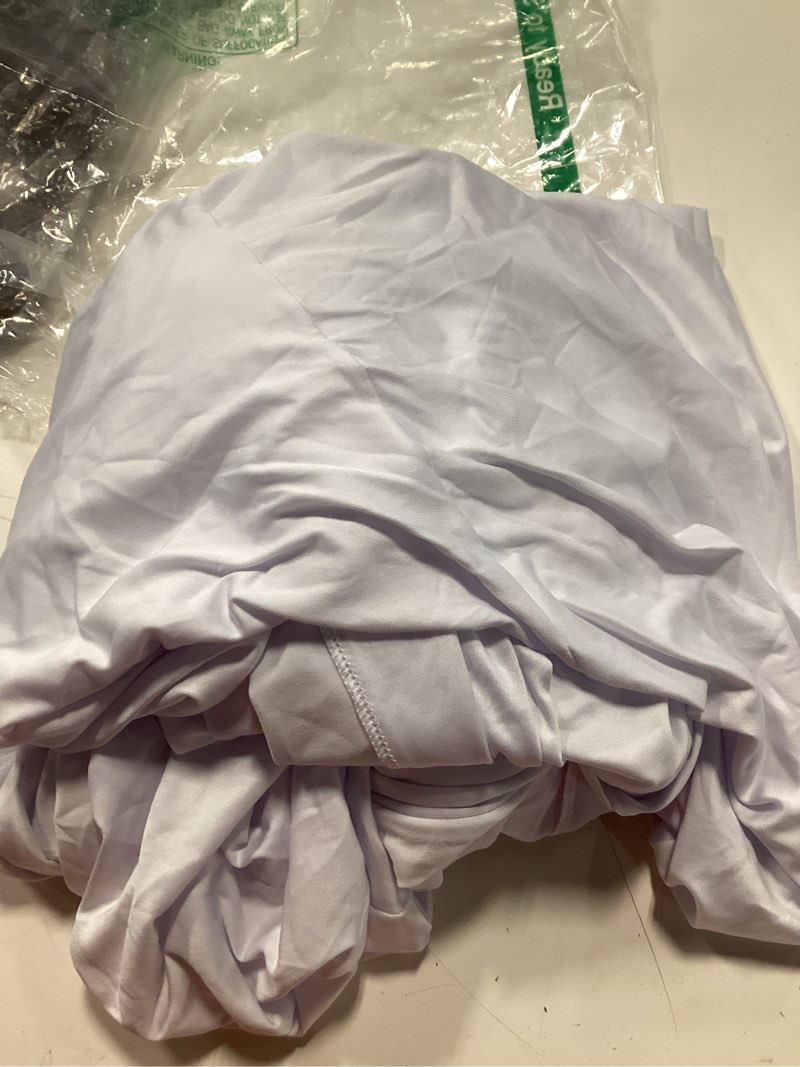 Condition photo showing Good Condition for white spandex tablecloth for 8ft rectangle tables, table skirt 30x96 inch stretch table cloths elastic fitted tables cover for wedding parties birthday banquet baby shower events 8ft(1 pack) white