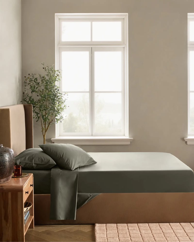 quince classic organic percale sheet set color dusty olive queen