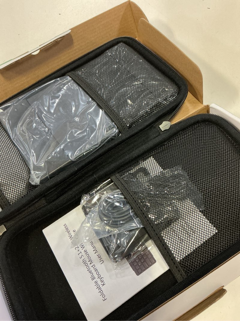 Condition photo showing Good Condition for foldable keyboard and mouse, edjo folding keyboard mouse combo with portable case, 2.4g wireless & bluetooth, usb-c rechargeable travel combo for windows, mac os, ios, android pc/laptop (black)