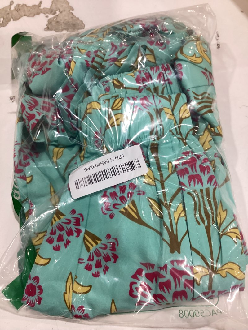 Condition photo showing Good Condition for womens wide leg pants flowy high elastic waist loose printed beach boho yoga casual long trousers green small